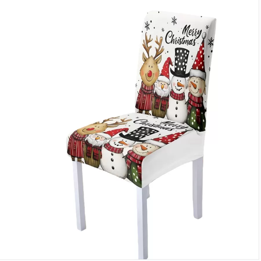 INF Festliga Julstolsöverdrag - Set med 4 Julstolsöverdrag med Julkaraktärer