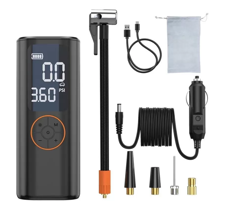 INF Bärbar Däckpump för Bilar - Sladdlös Luftkompressor med Digital Tryckmätare