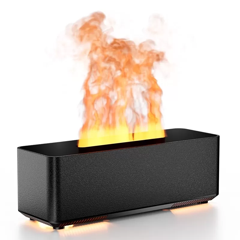 INF Flam Aroma Diffuser Luftfuktare: Simulerad vulkan kompatibelt med eteriska oljor Svart