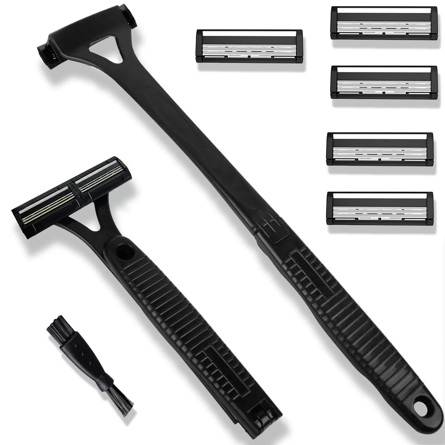 INF Vikbart Handtag Ryggrakset med 5 Blad - Enkel Kroppshårborttagning Svart