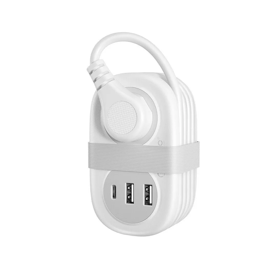 INF Reseadapter med 2 AC-uttag, 2 USB-portar & 1 USB Type-C-port - Kompakt och platsbesparande, kompatibelt med APPLE, Samsung