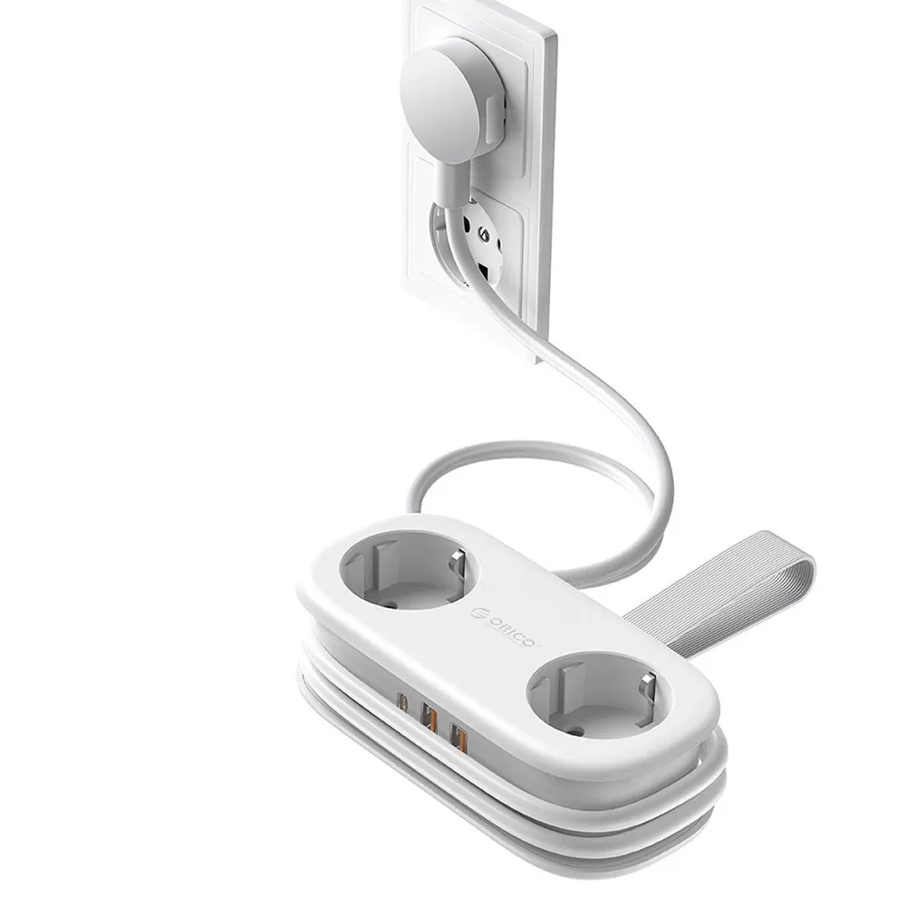 INF Europeisk Standard PD20W Grenuttag med USB-Portar och Kabelorganisatör Vit