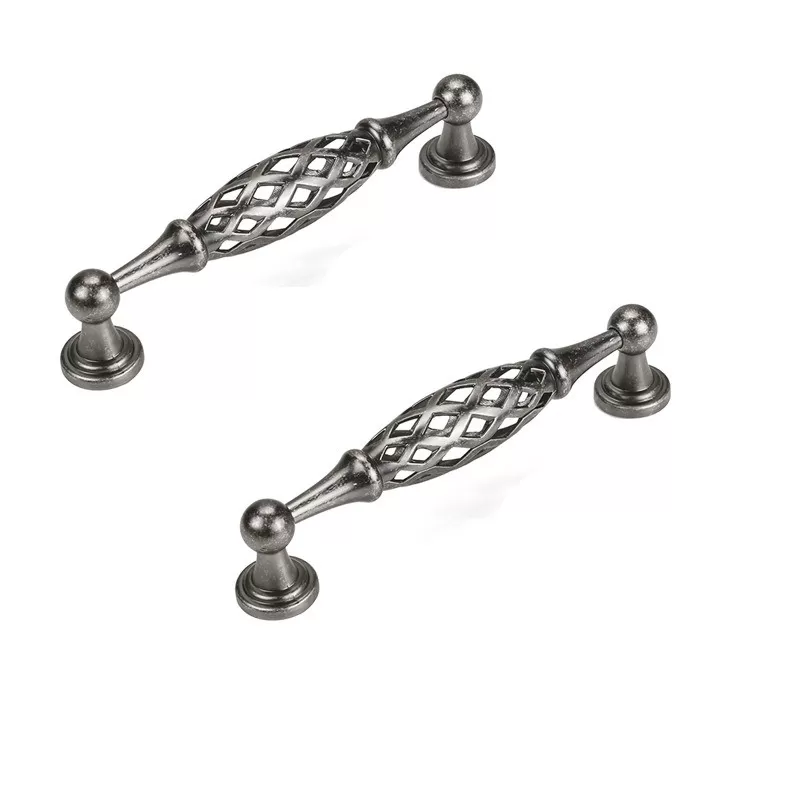 INF Set med 2 franska skåphandtag i zinklegering - Antik silverbeslag