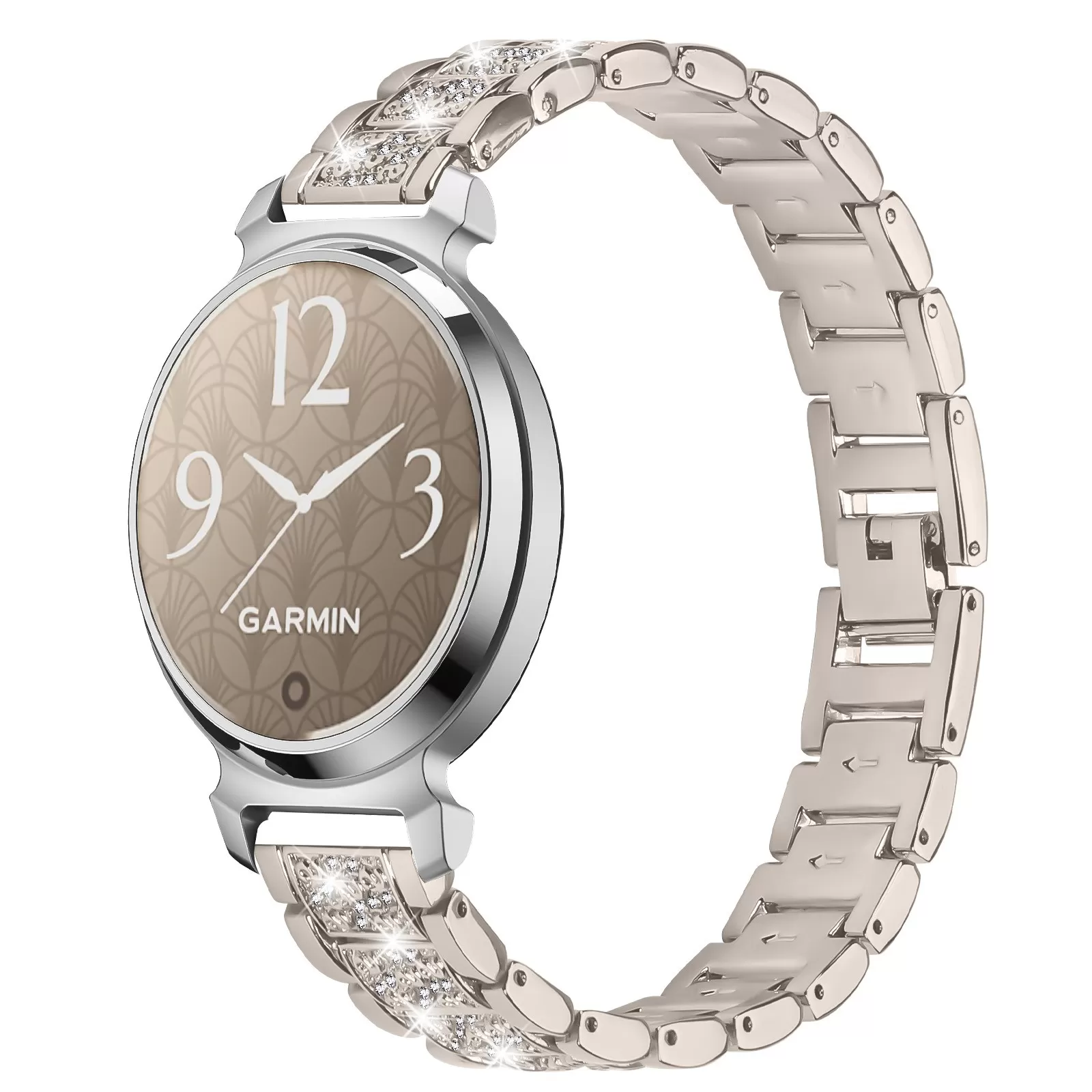 INF Elegant Guld Rostfritt Stål Diamant Klockarmband Kompatibelt med Garmin Lily 2