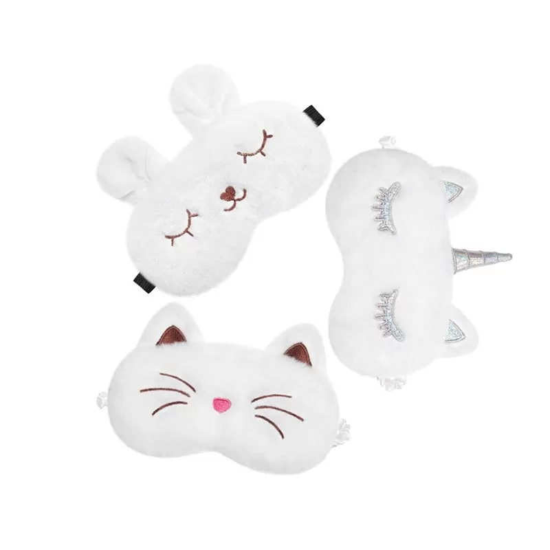 INF Mjuk Sovmask Set om 3 - Kanin, Enhörning och Katt Design för Hemanvändning Vit