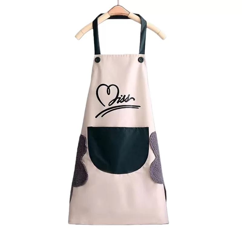 INF Vit Ärmlös Förkläde med Hjärtformad Handtork - Vattentät & Oljetät Köksförnödenhet