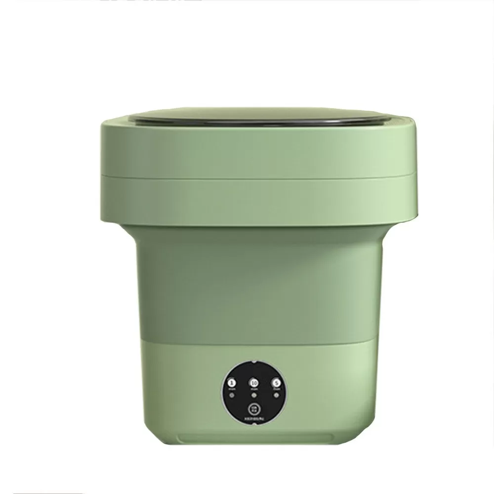 INF 11L Vikbar Tvättmaskin med Extern Avloppsslang - Portabel Mini Tvättmaskin & Centrifug Grön