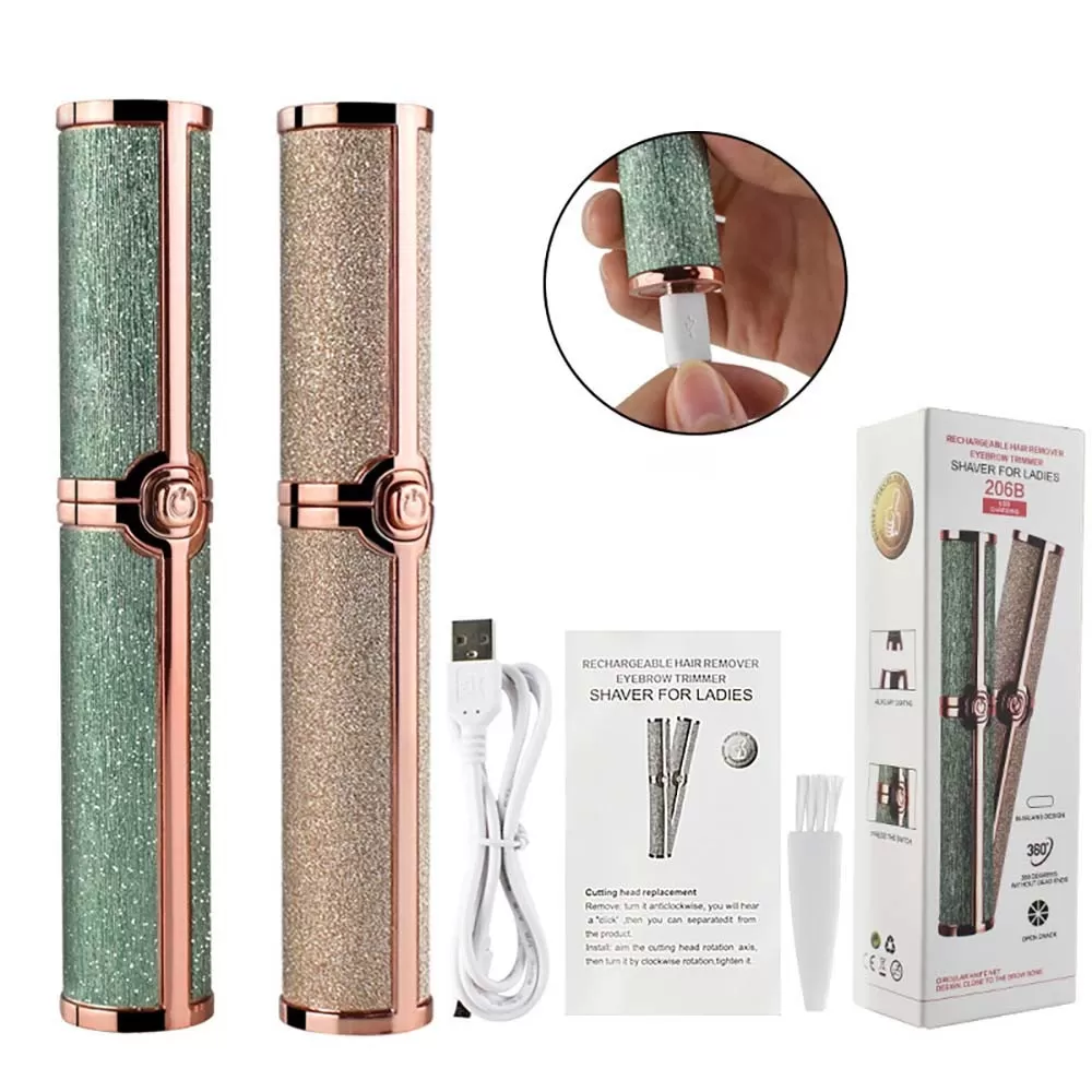 INF Mini Elektrisk Ögonbrynstrimmer - Guld - USB Uppladdningsbar för Kvinnor