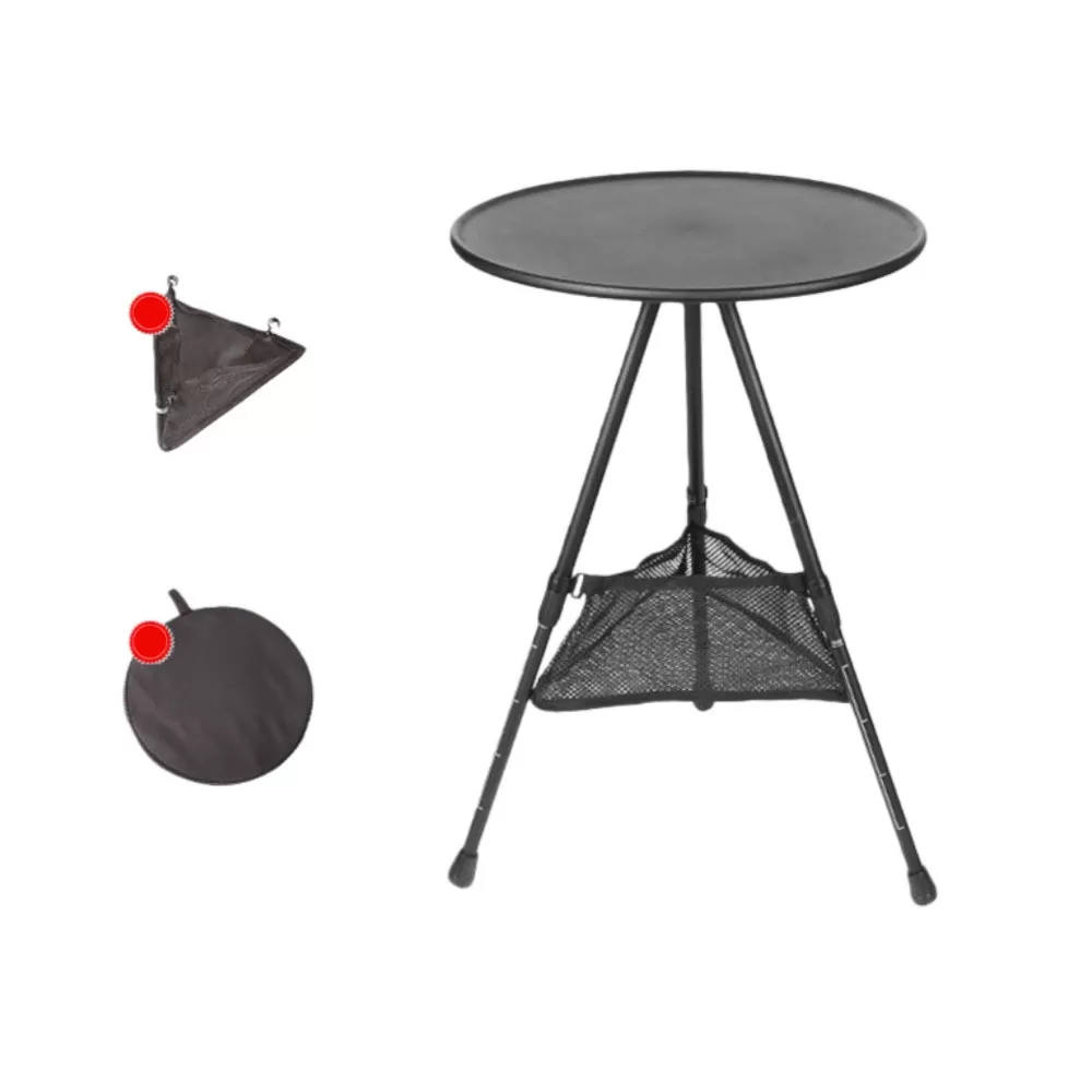 INF Ultralätt Portabelt Runt Bord i Aluminiumlegering - Perfekt för Camping & Picknick Svart