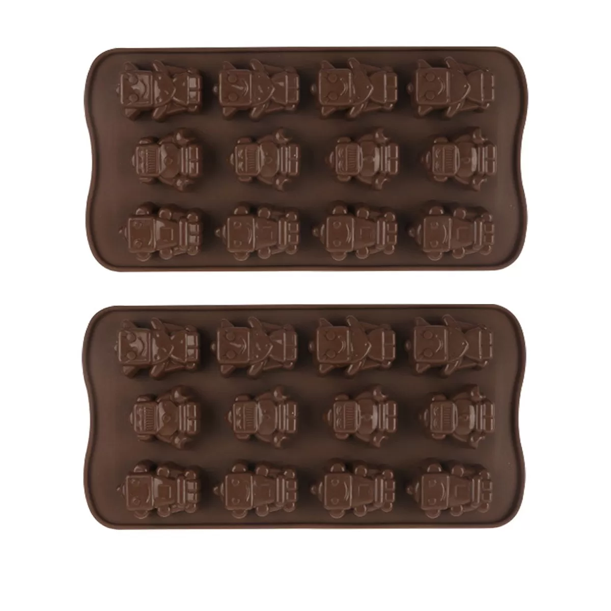 INF 2-delat Silikon Robot Bakform Set - 12 Hål Choklad, Godis, Gelé och Isbitsformar