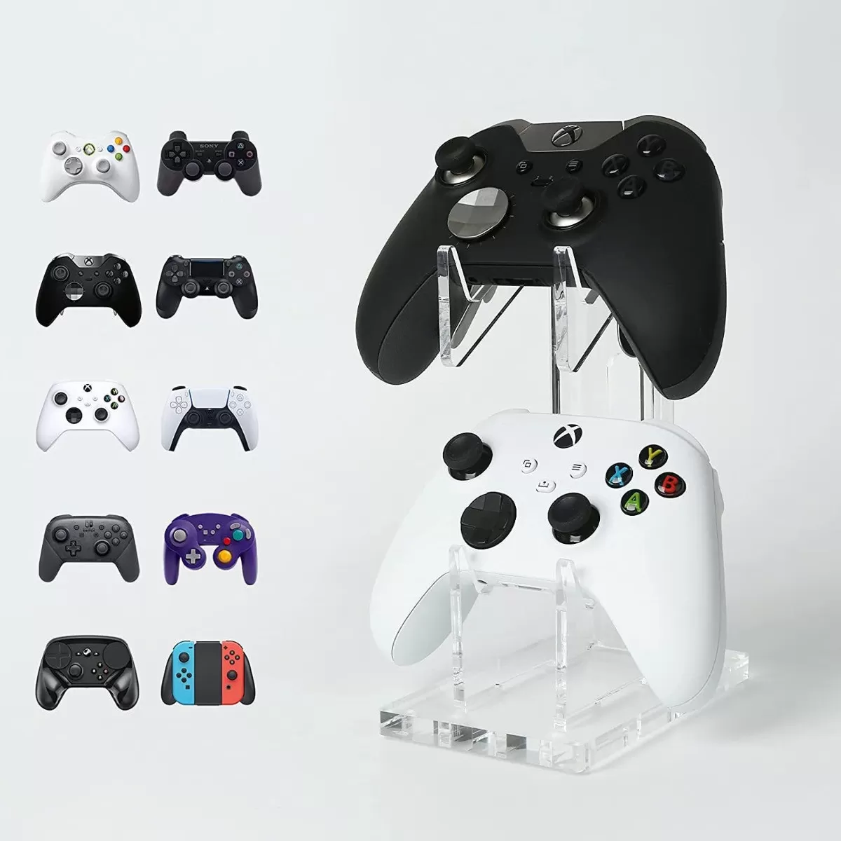 INF Akryl Spelkontroll Ställ - Transparent Dubbel Gamepad Hållare & Organisatör Transparent