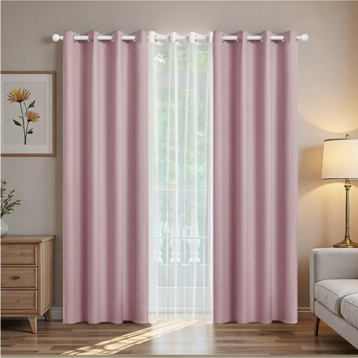 INF Set med 3 mörkläggningsgardiner (132x160cm) - Moderna & Eleganta Rosa