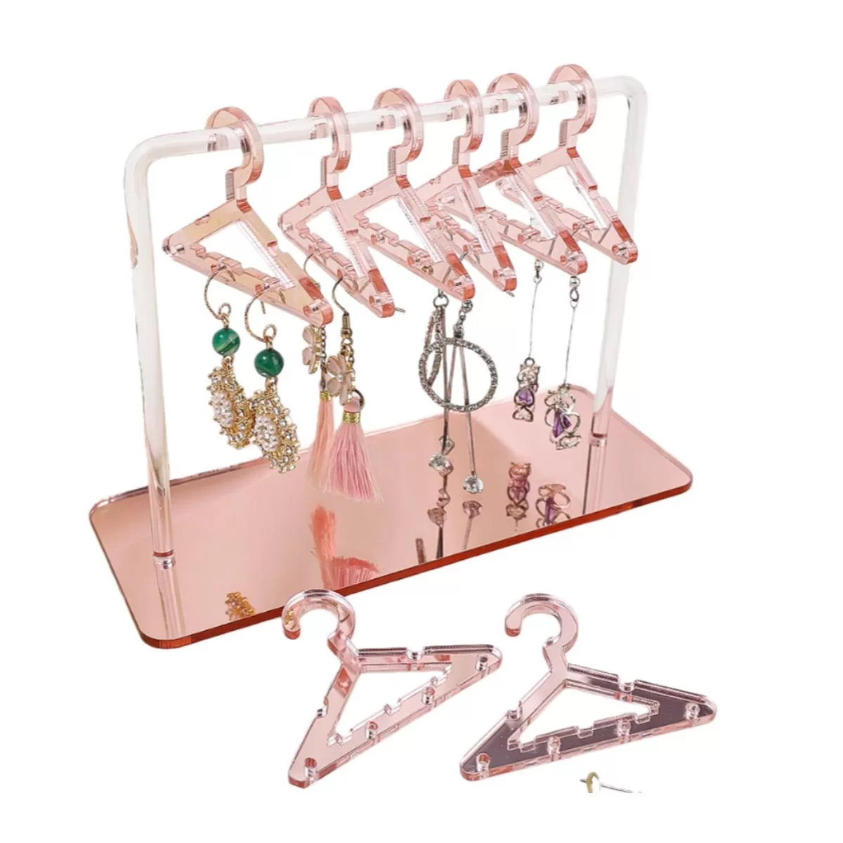 INF Hängande Personlig Örhängeshållare - Stilren PMMA Smyckesorganisatör Rose guld