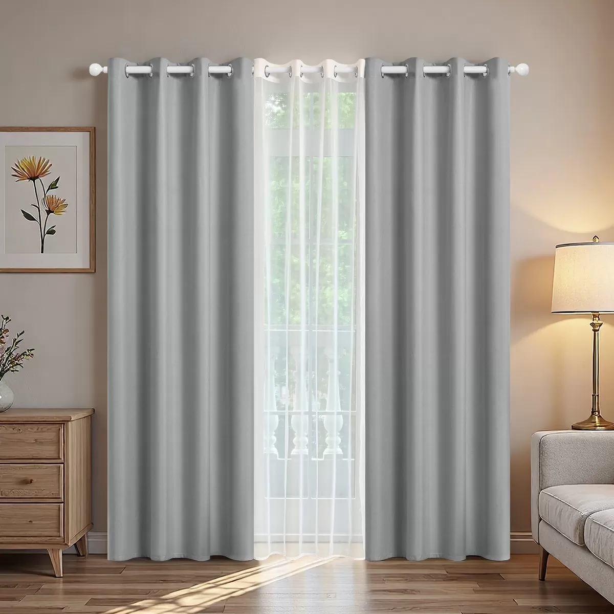 INF Mörkläggningsgardiner (132x210cm, 3-delat set) - Moderna & Eleganta för Vardagsrum & Sovrum Grå