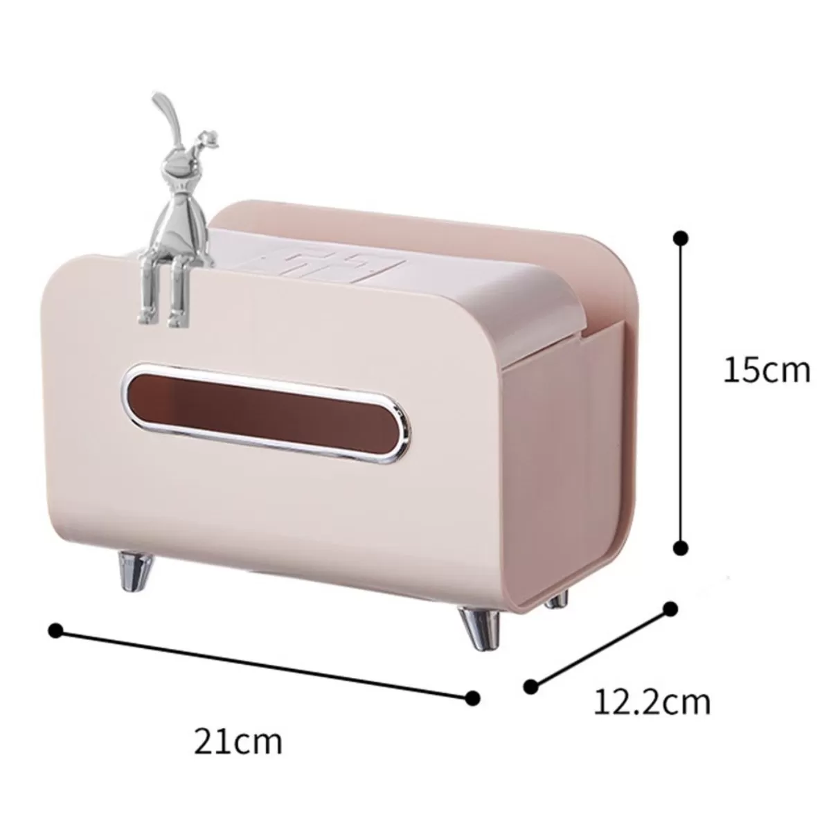 INF Multifunktionell Tissue Box med Telefonhållare & Förvaring - Stilren ABS Dispenser Rosa