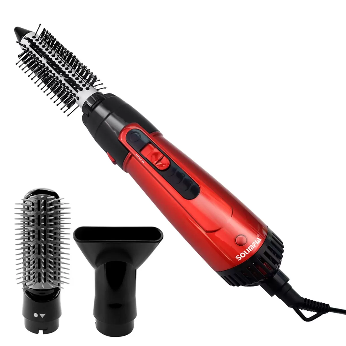 INF Multifunktionell varmluftsborste: 3-hastighets hårstyler, volymgivare & plattång