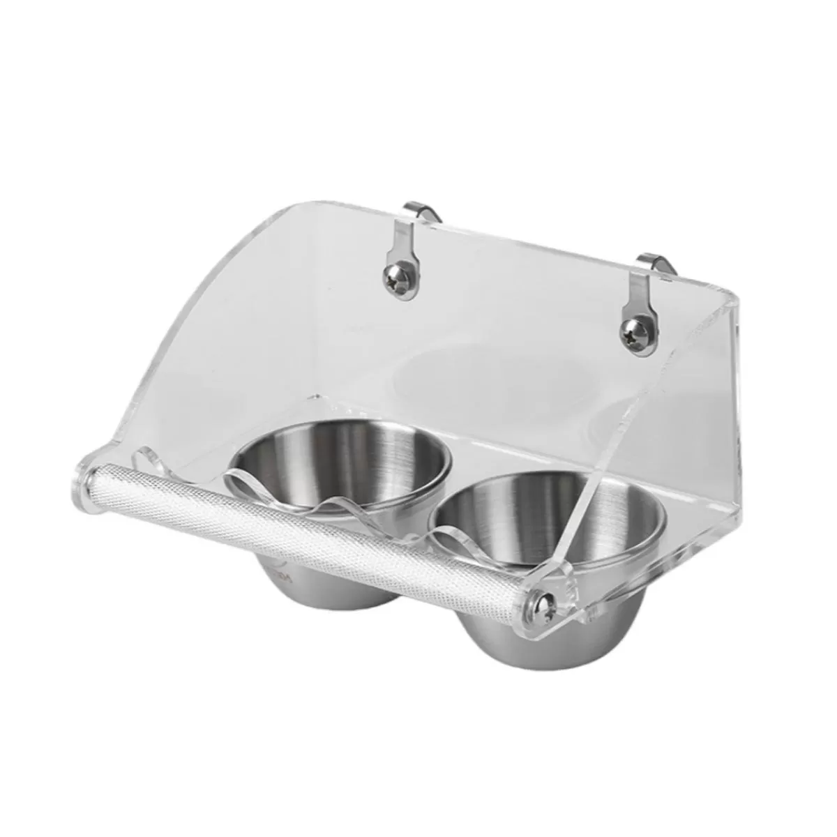 INF Akryl Dubbel Fågelmatarskål med Rostfria Skålar och Krok