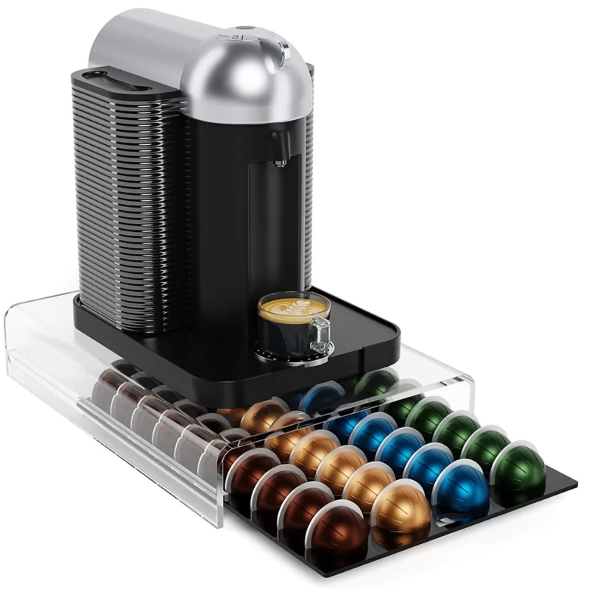 INF Transparent Akryl Kaffekapselhållare för Nespresso Vertuo - Rymmer 40 Kapslar