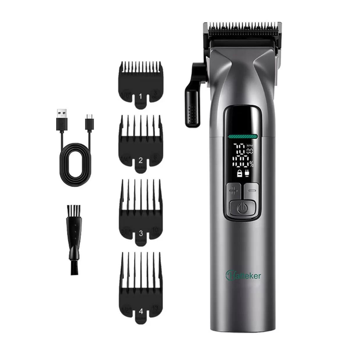 INF Professionell hårklippare med LCD-skärm, justerbar längd och USB-laddning