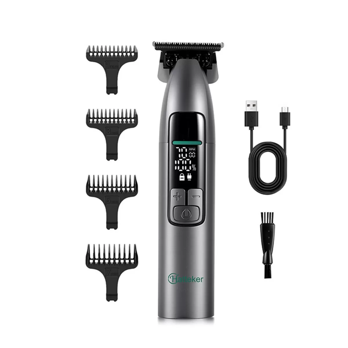 INF Professionell hårklippare för män - LED-display, justerbar hastighet, USB-uppladdningsbar