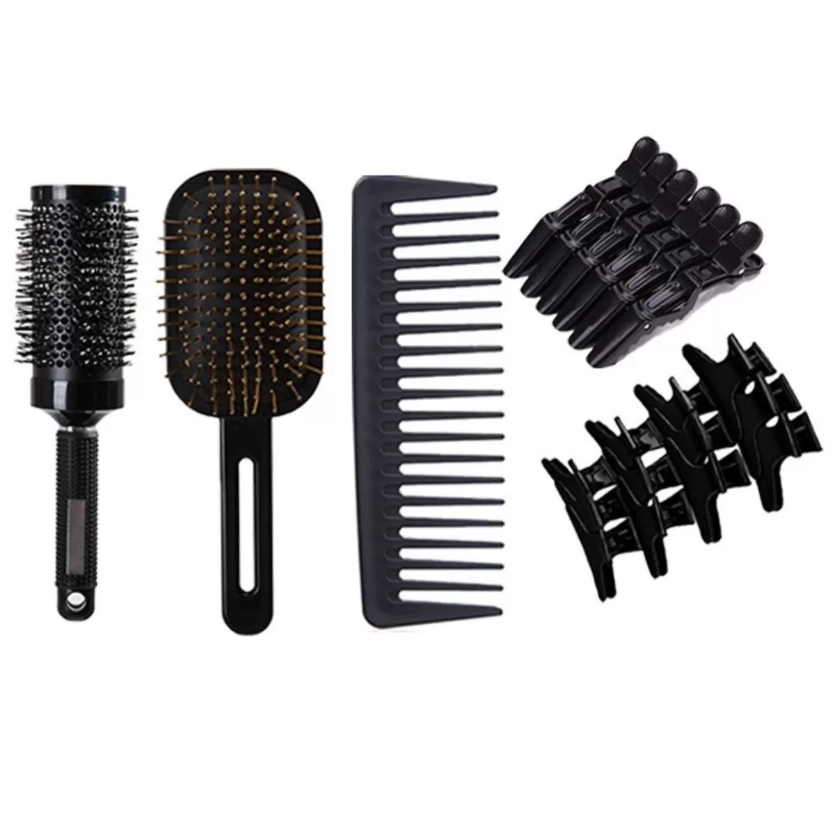 INF Svart hårborsteset: 3D-luftkudde, utredning, styling med klämmor & rulle