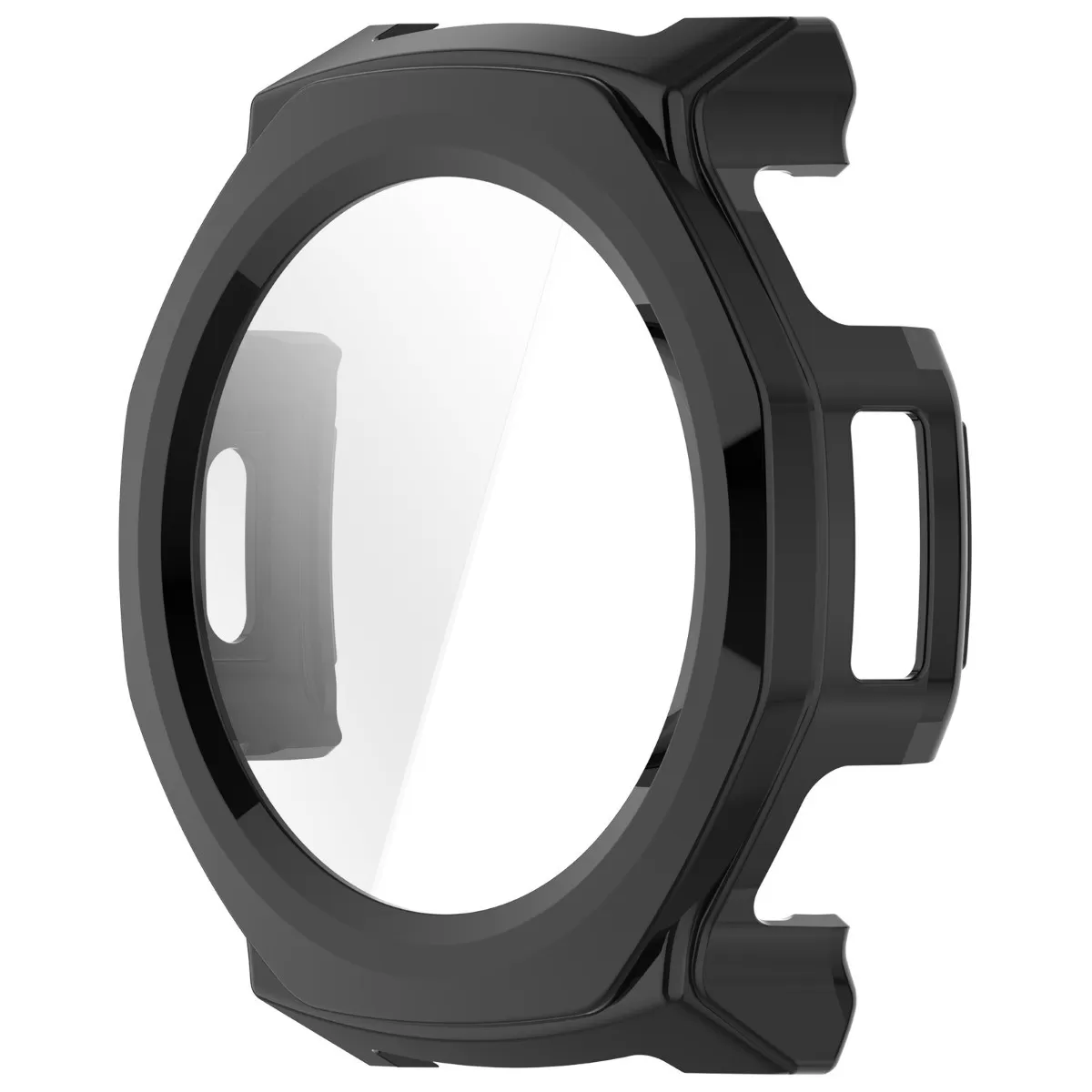 INF Skyddande PC-fodral med härdat glasskydd kompatibelt med Amazfit T-Rex 3 Pro (44mm) Svart