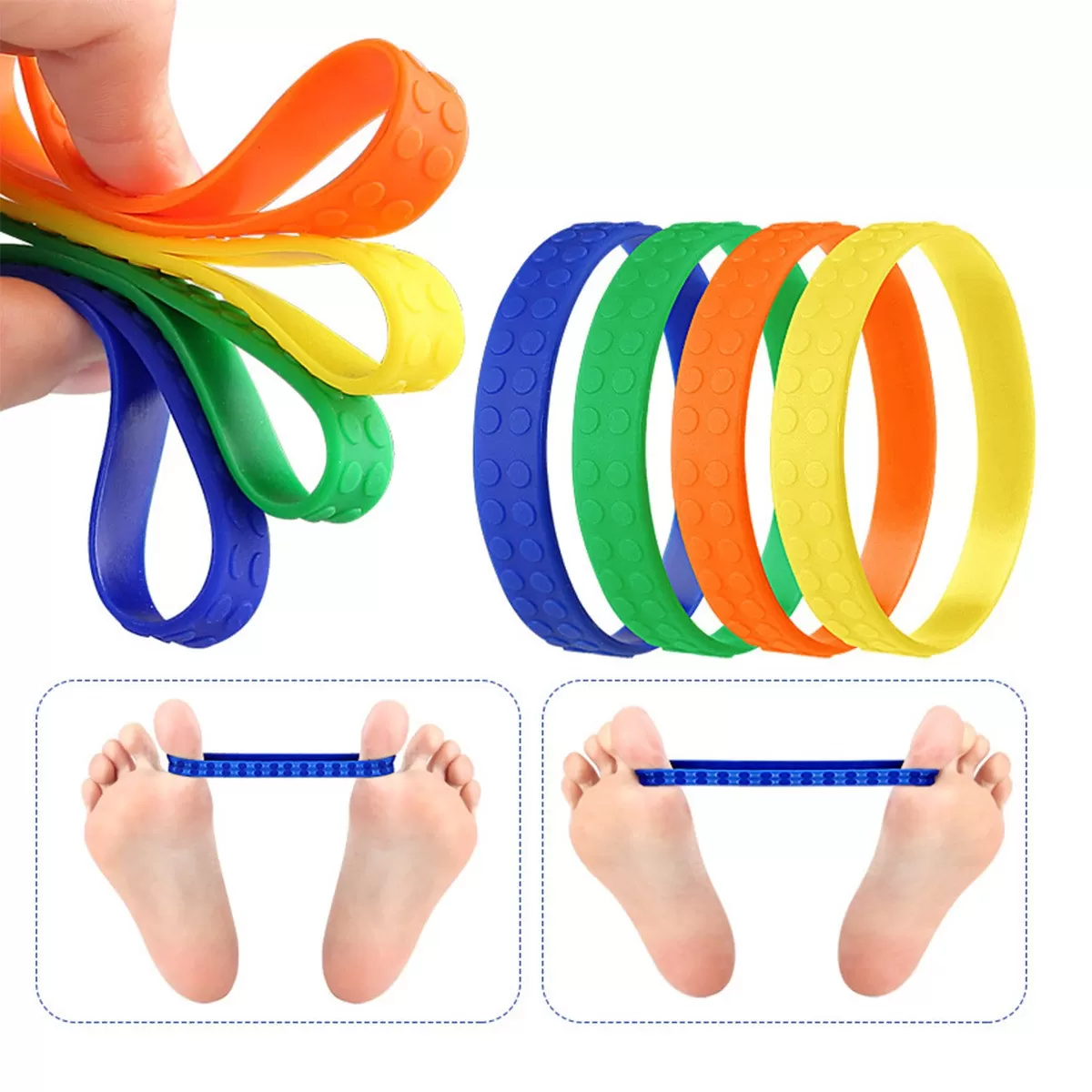 INF Silikonmotståndsband - 4-pack för bunionkorrigering och tåsträckning