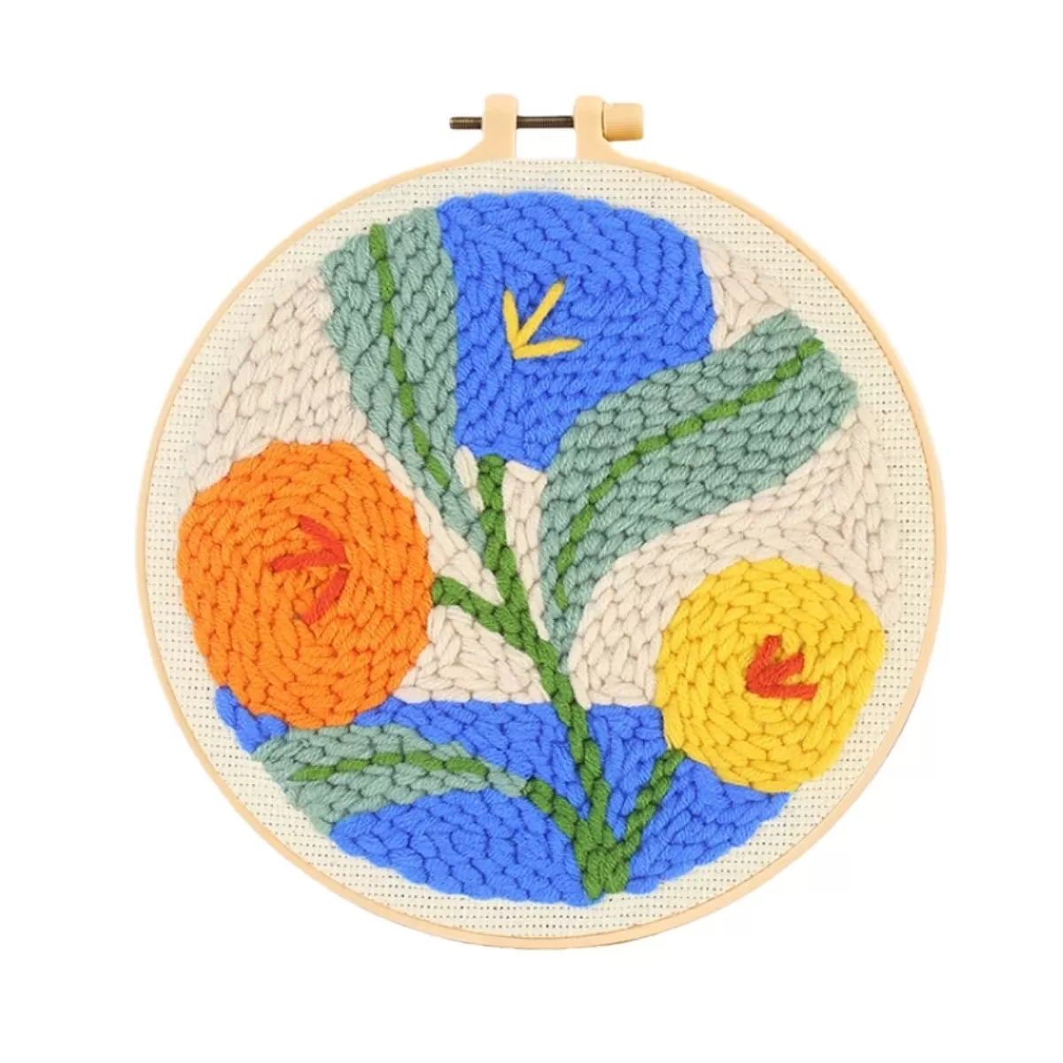 INF DIY Broderikit med Grovt Garn - 20 cm Plastram, Tecknat Mönster