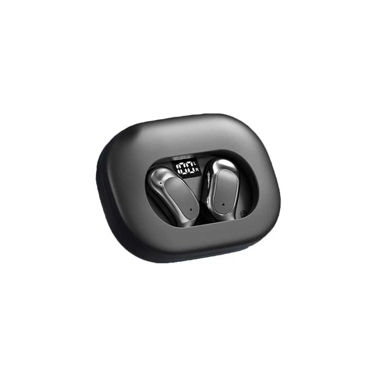 INF OWS Bluetooth-hörlurar: Öppen design, brusreducering, trådlösa öronbygelhörlurar med digital display Svart