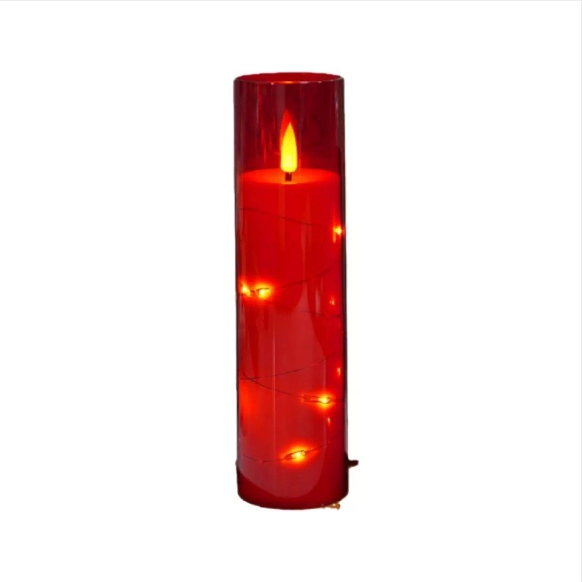 INF Röd LED Flamlös Ljuslykta (5.5x16cm) - Perfekt för Jul & Fester