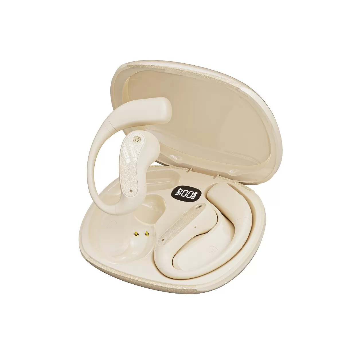 INF Digital Display Öronkrok Sport Bluetooth Hörlurar med AI-Översättning, kompatibelt med APPLE, Samsung, Huawei och mer Beige