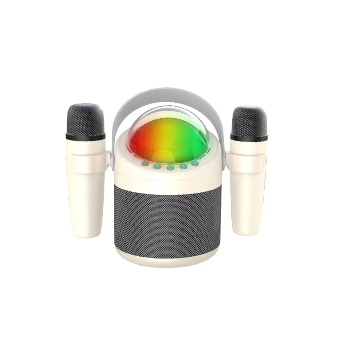 INF Trådlöst Bluetooth Dubbel Mikrofon Karaoke Högtalarsystem med RGB-ljus Vit