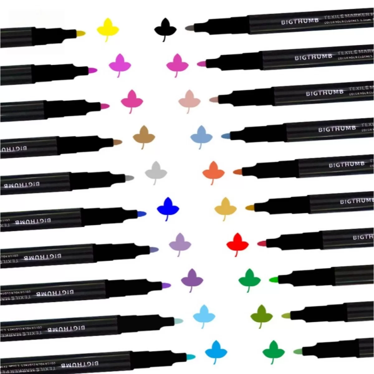 INF 24 Färger Tygmarkörer Set - Multifunktionella Textilpennor för Kläder, Canvas och DIY Konst
