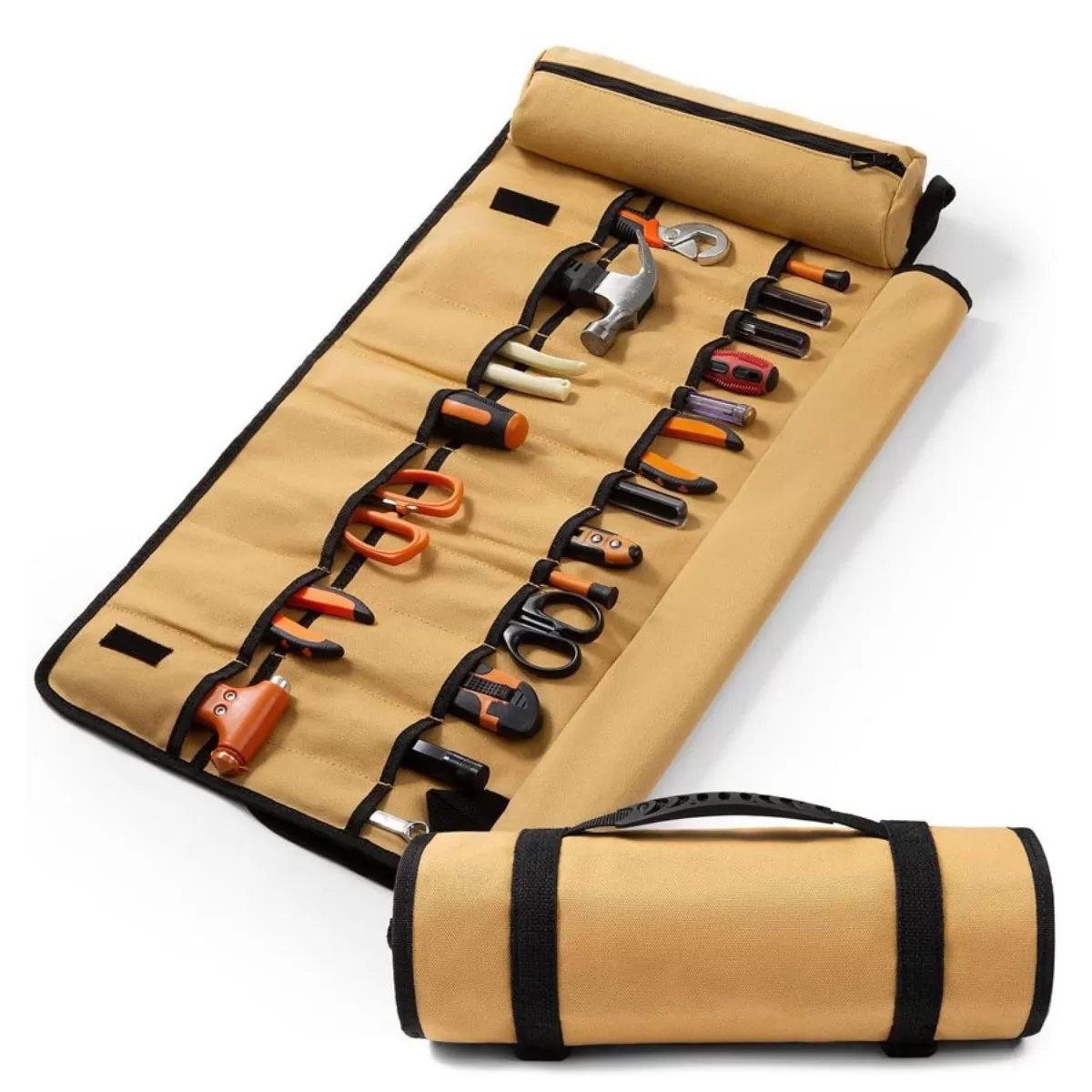 INF Portabel Verktygsrulle - Canvas Organizer för Verktyg Brun