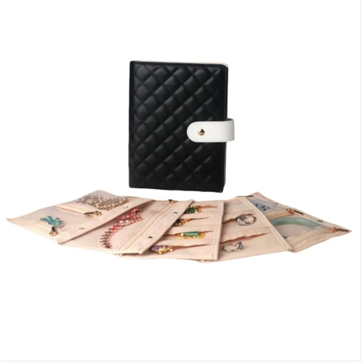 INF Bärbar Smyckesorganisatör Väska - Hopfällbar Rese Smyckesförvaringspåse Svart