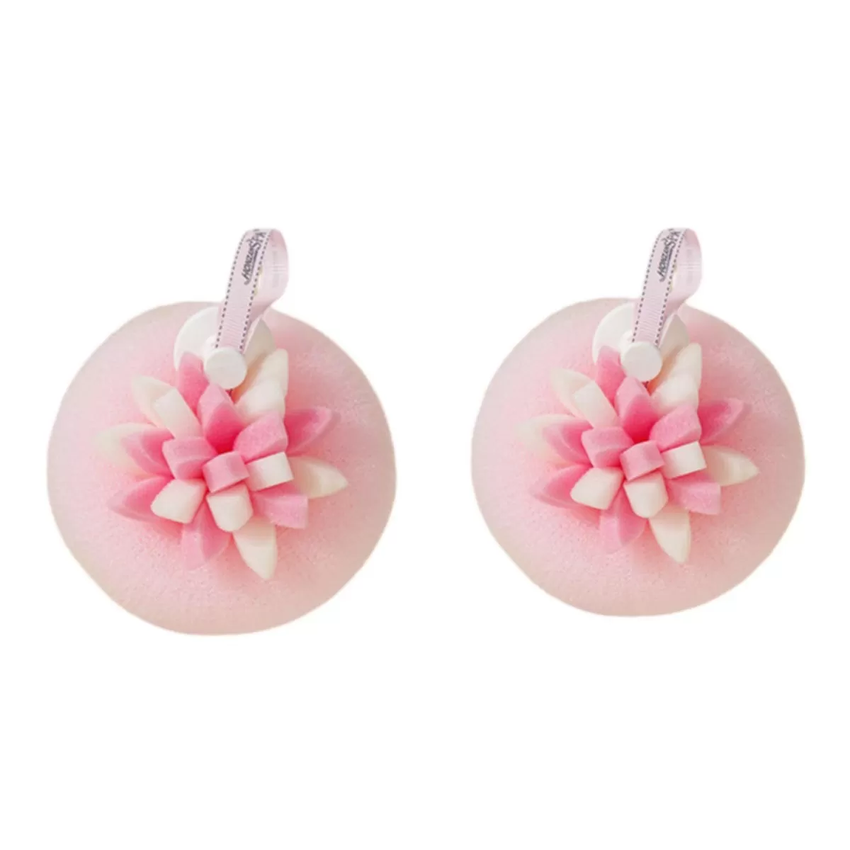 INF 3D Petal Massage Badsvamp - 2-pack: Mjuk Exfolierande Kroppsskrubb för Spa-liknande Avkoppling Rosa