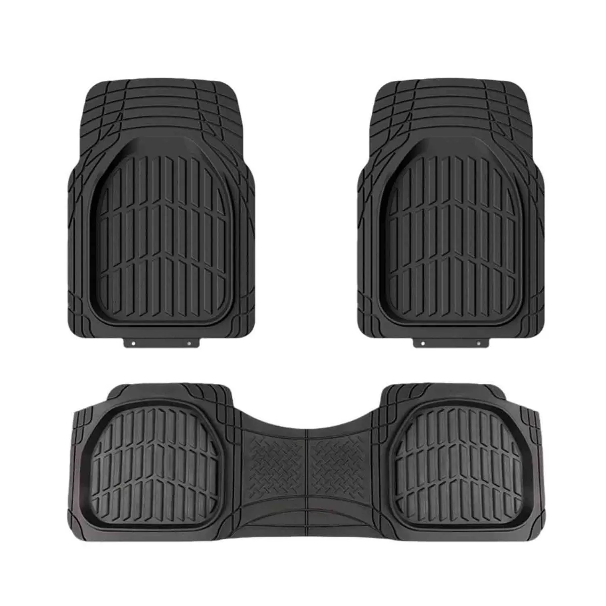 INF Universella Svarta PVC Bilmattor - 3 Delars Set, Vattentäta & Halkfria