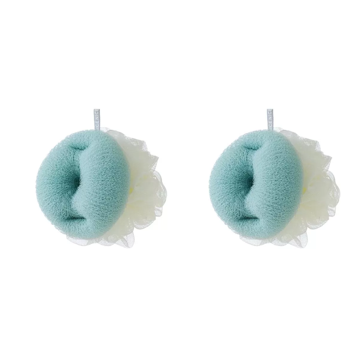 INF Dubbelsidig exfolierande badsvamp set - 2-pack för rikt lödder och djuprengöring Grön