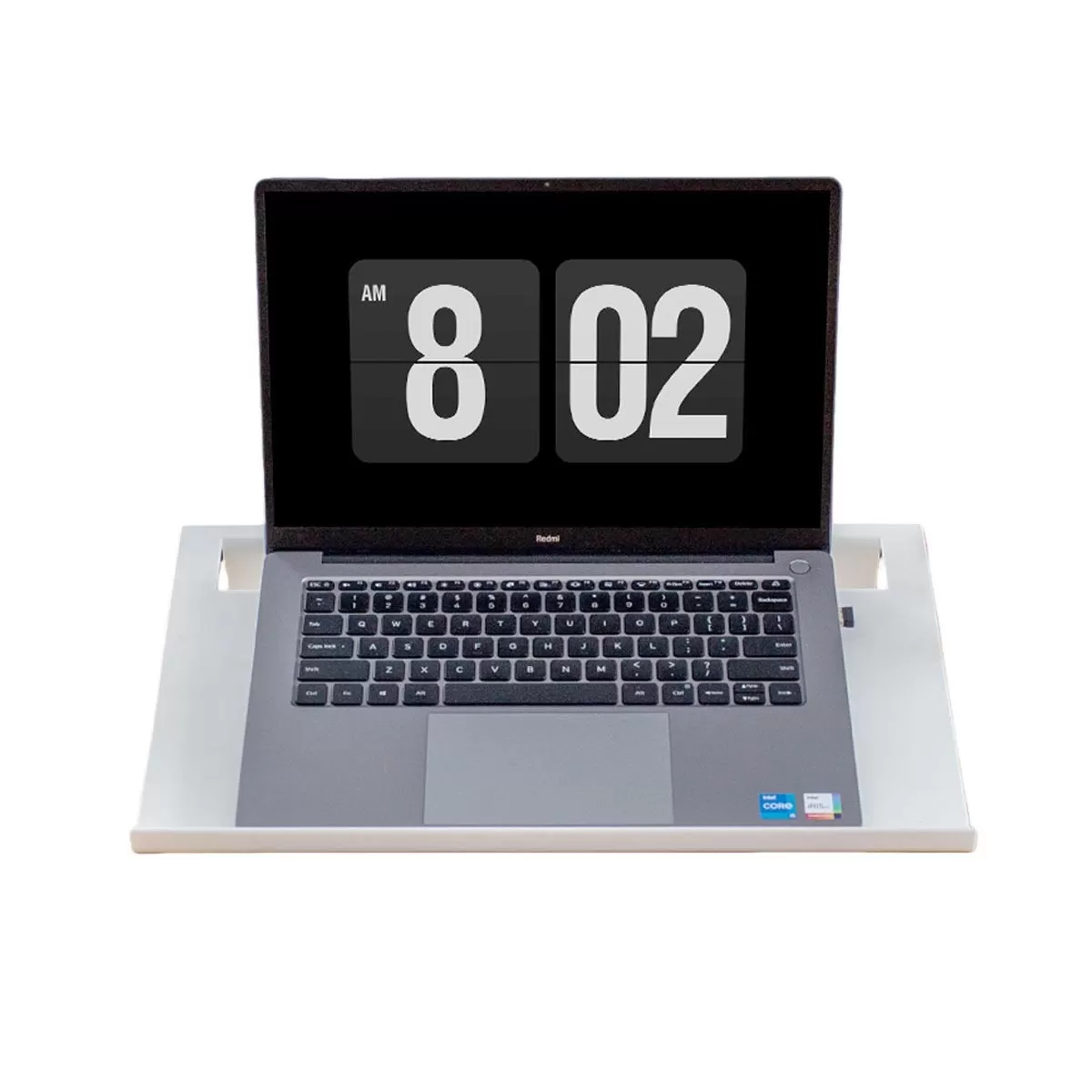 INF Ergonomiskt Laptopställ med Dubbla Förvaringsfack - Förbättrad Hållning & Lindring av Nacksmärta Vit