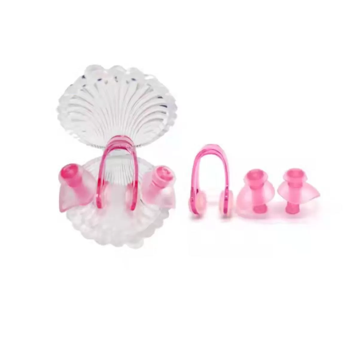 INF Snäckskalsdesignad simningsnäsklämma och öronproppar - Bekväma och vattentäta Rosa