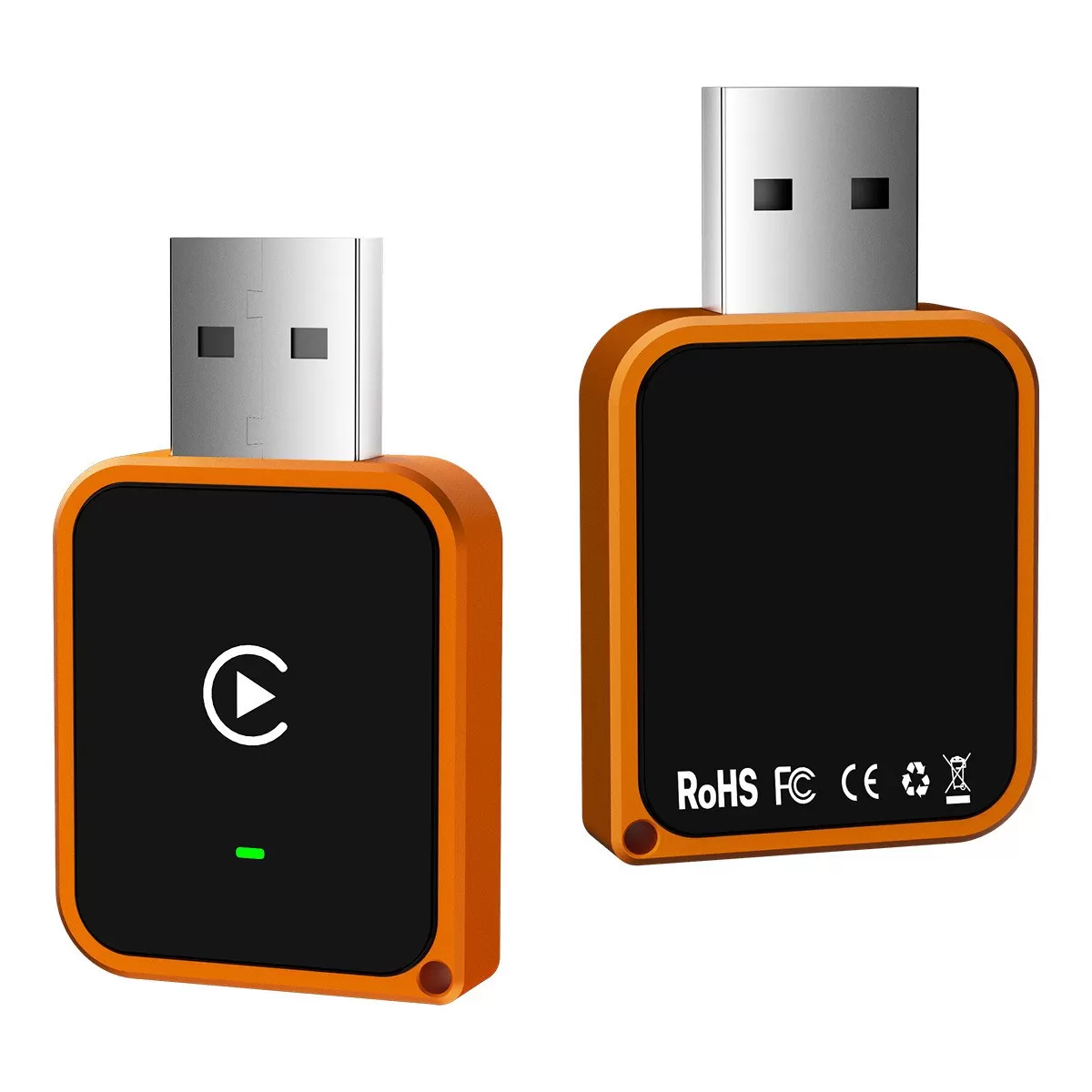 INF Trådlös CarPlay-adapter: Kabelansluten till trådlös omvandlare med Bluetooth 5.3 och Dual-Core-processor Orange
