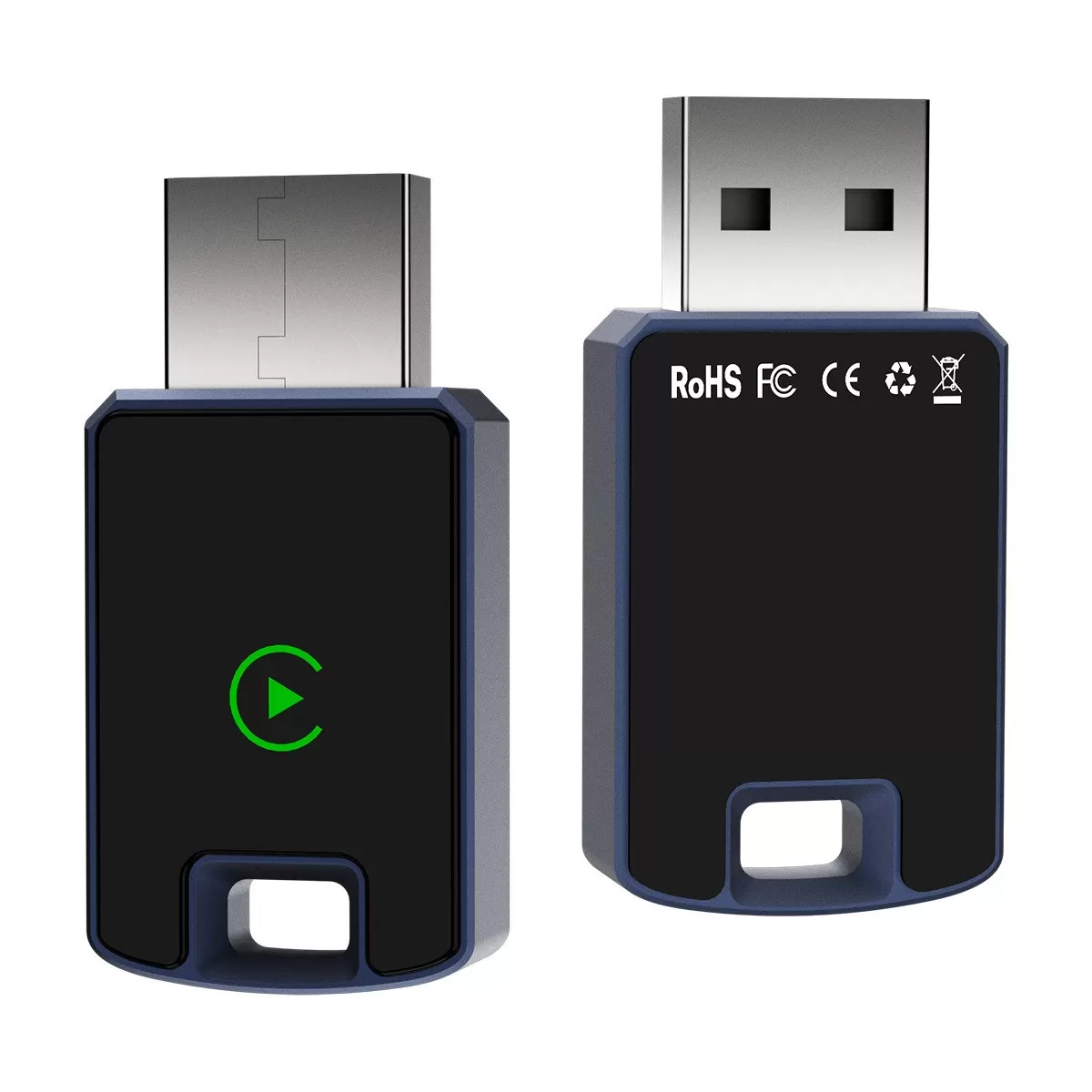 INF Trådlös CarPlay-adapter: Kabelansluten till trådlös CarPlay-omvandlare med Bluetooth 5.3 Blå