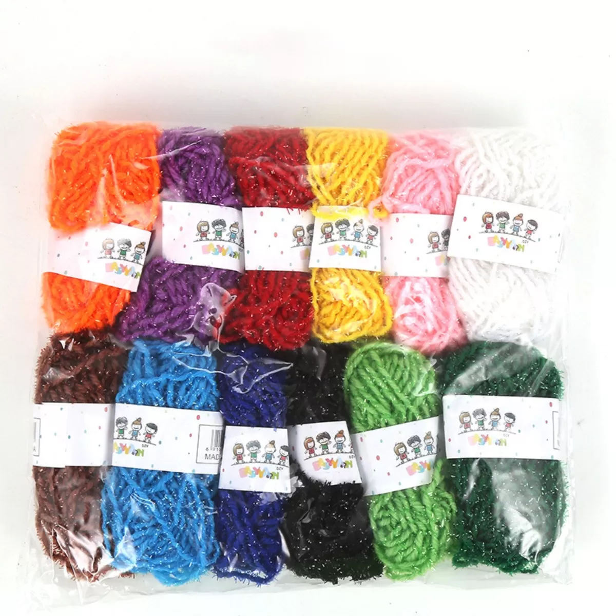 INF 12 Färger Glitter Mjölk Bomullsgarn Nystan - Mjukt 5-trådigt Garn för Handstickning, Virkning och DIY Hantverk