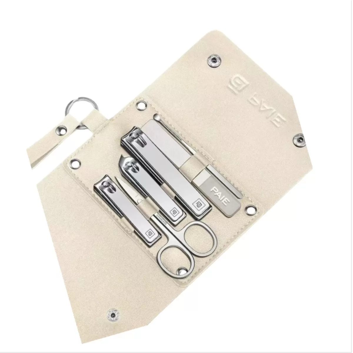 INF 6-delars Hängande Manikyrset med 3 Nagelknipsare - Rostfritt Stål Grooming Kit Silver