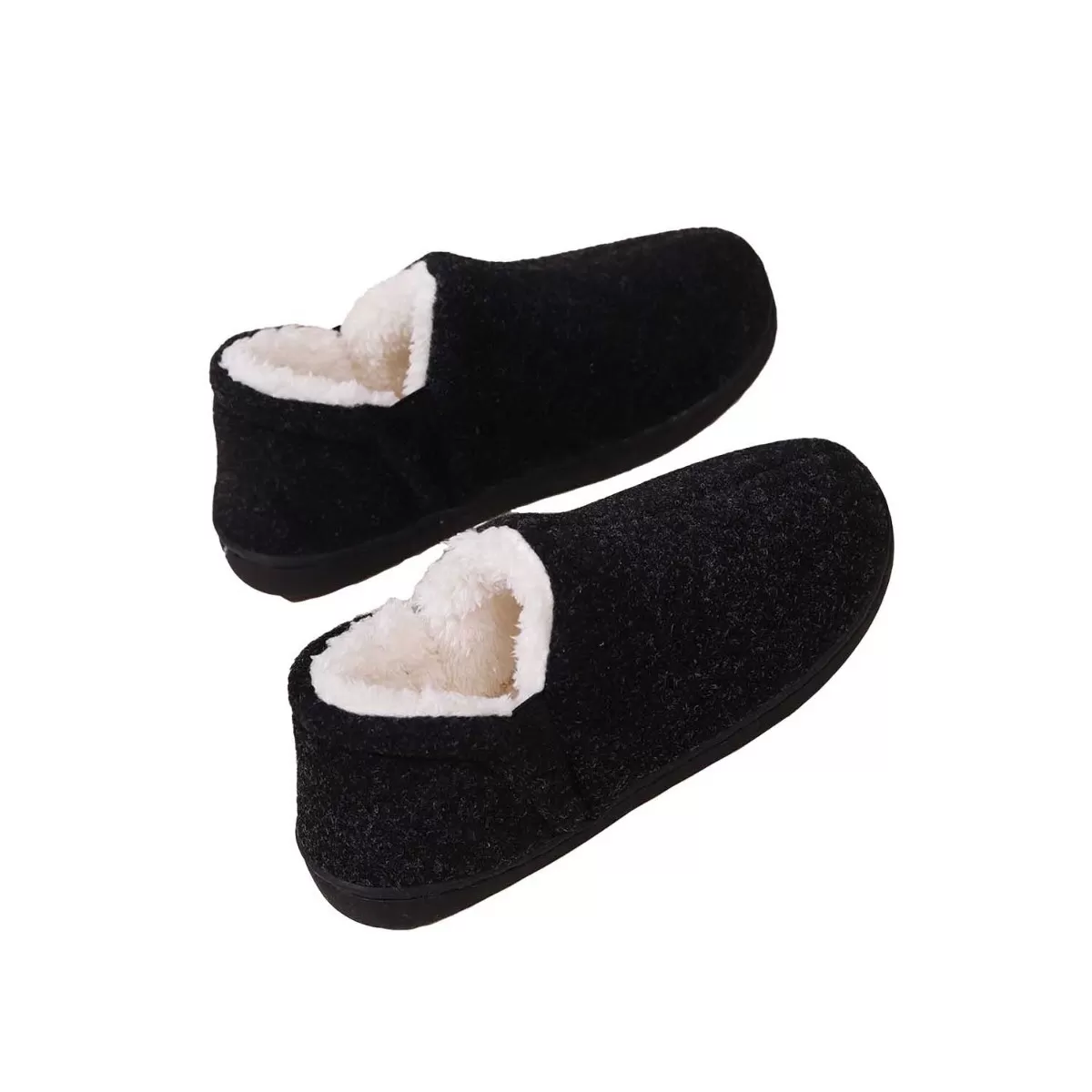 INF Mysiga Tofflor med Fuskpälskrage - Halkfria Varma Innetofflor 40