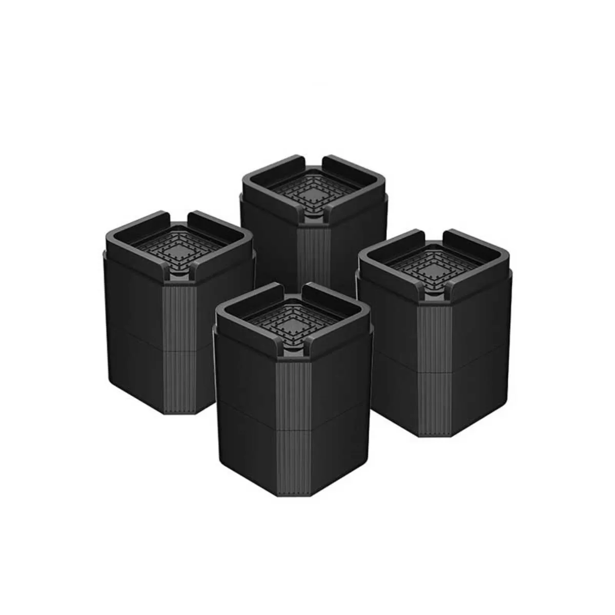 INF Svarta fyrkantiga möbelhöjare - 10 cm höjdökning (2 lager) - 4-pack [80x80x100 mm]