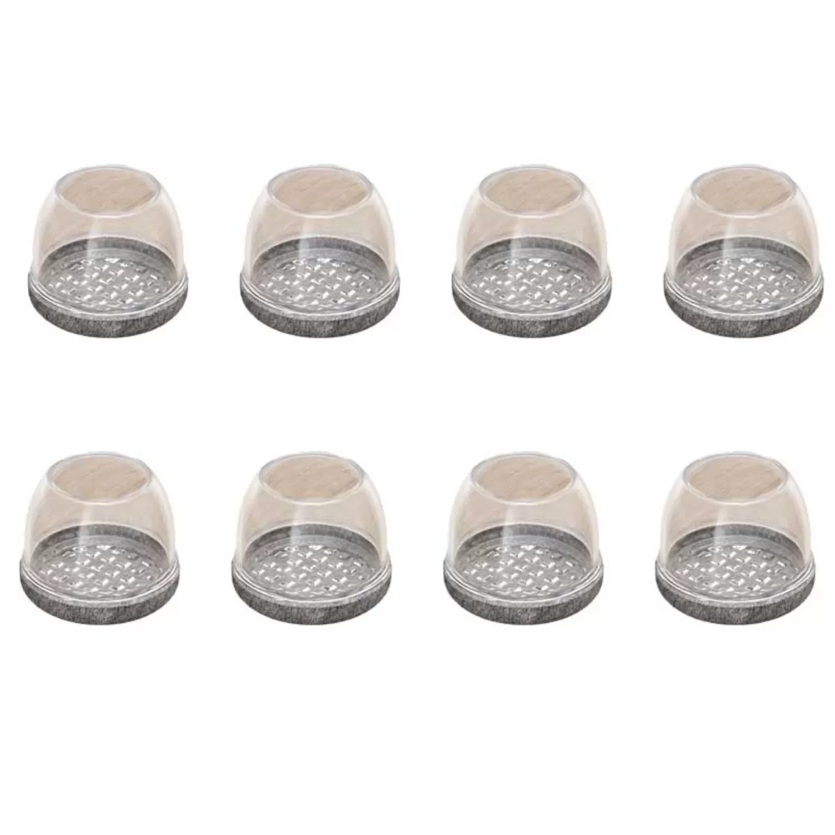 INF Runda transparenta stolsbensskydd, 2-tums, grå botten, 8-pack - TPE, Halkfria, Ljuddämpande