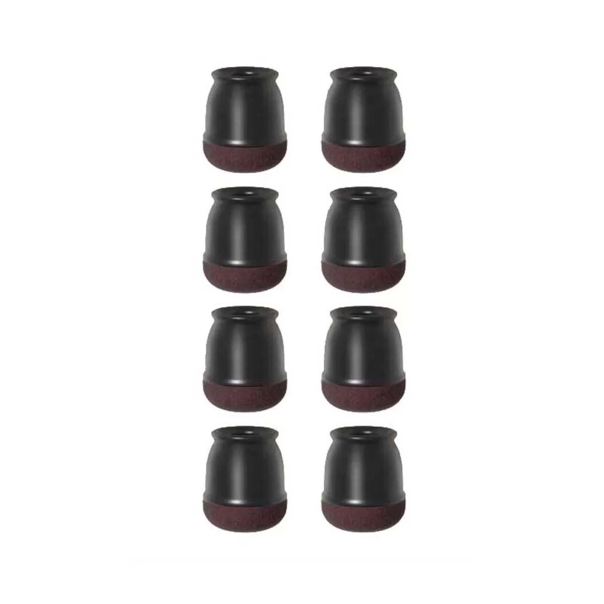 INF Små Runda Svarta Silikon Stolsbensskydd - 14-15 mm (8-pack) med Filtkuddar