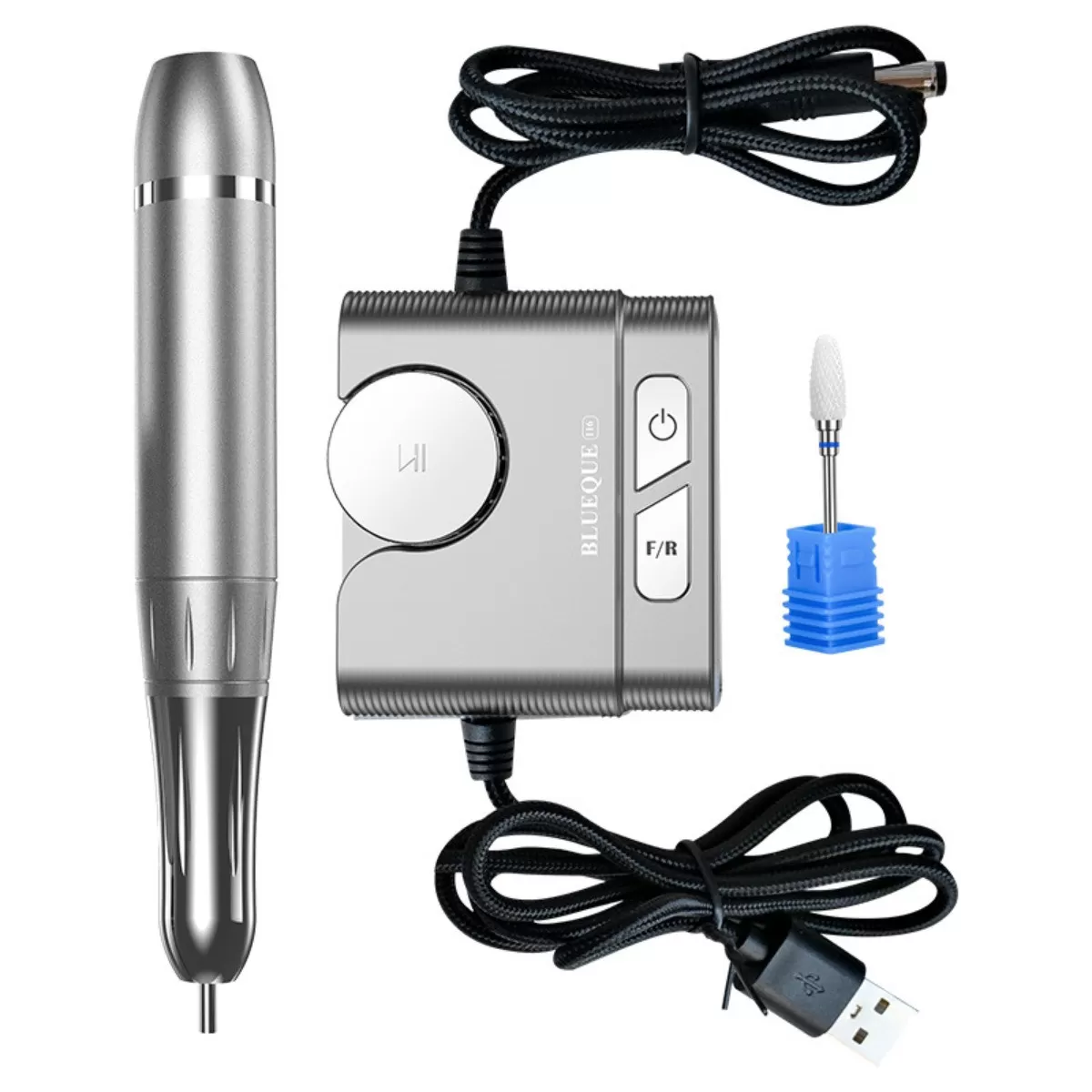 INF Professionell Elektrisk Nagelfil för Manikyr & Pedikyr - Silver