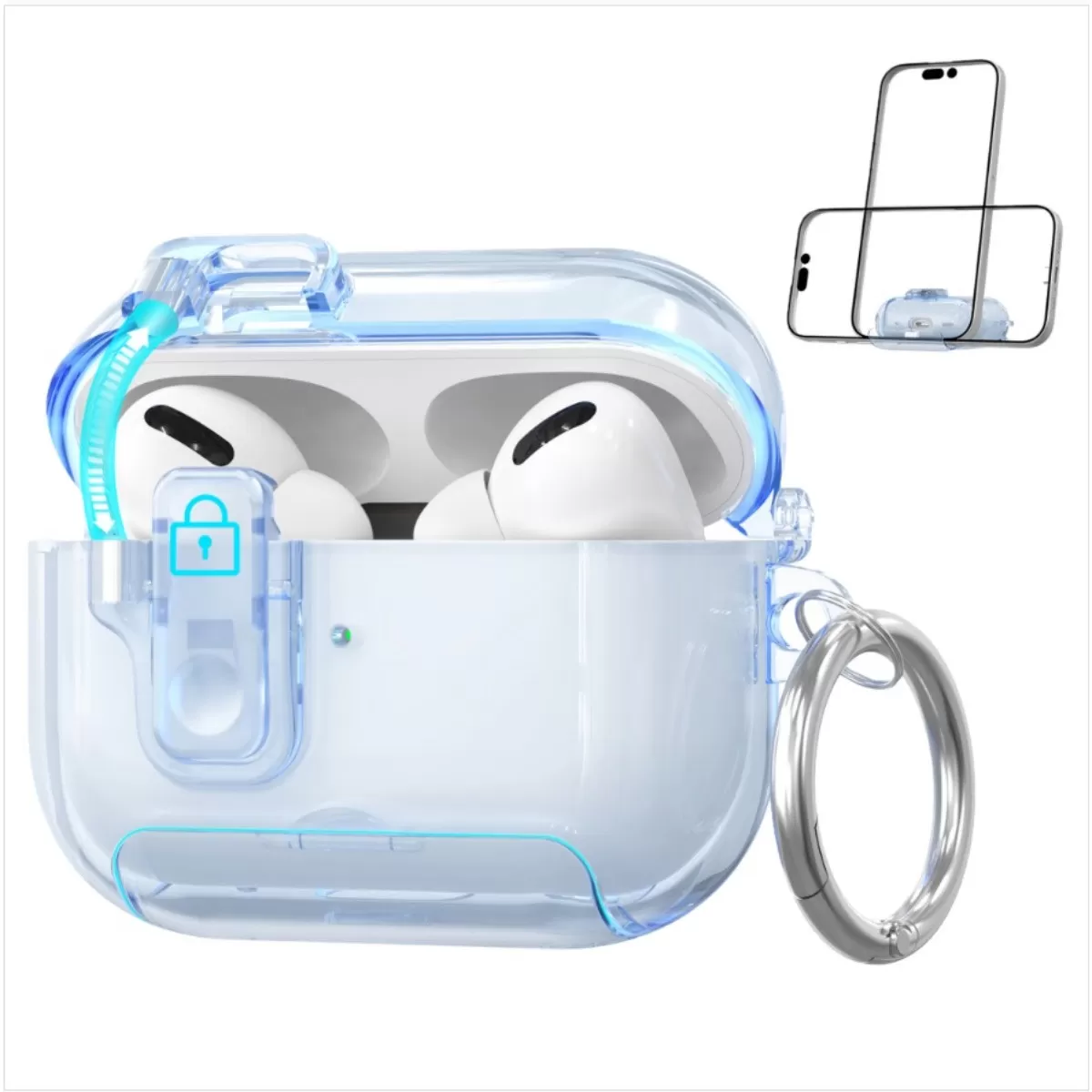 INF Transparent Blå TPU Skyddsfodral Kompatibelt med AirPods Pro 3 med Ställfunktion